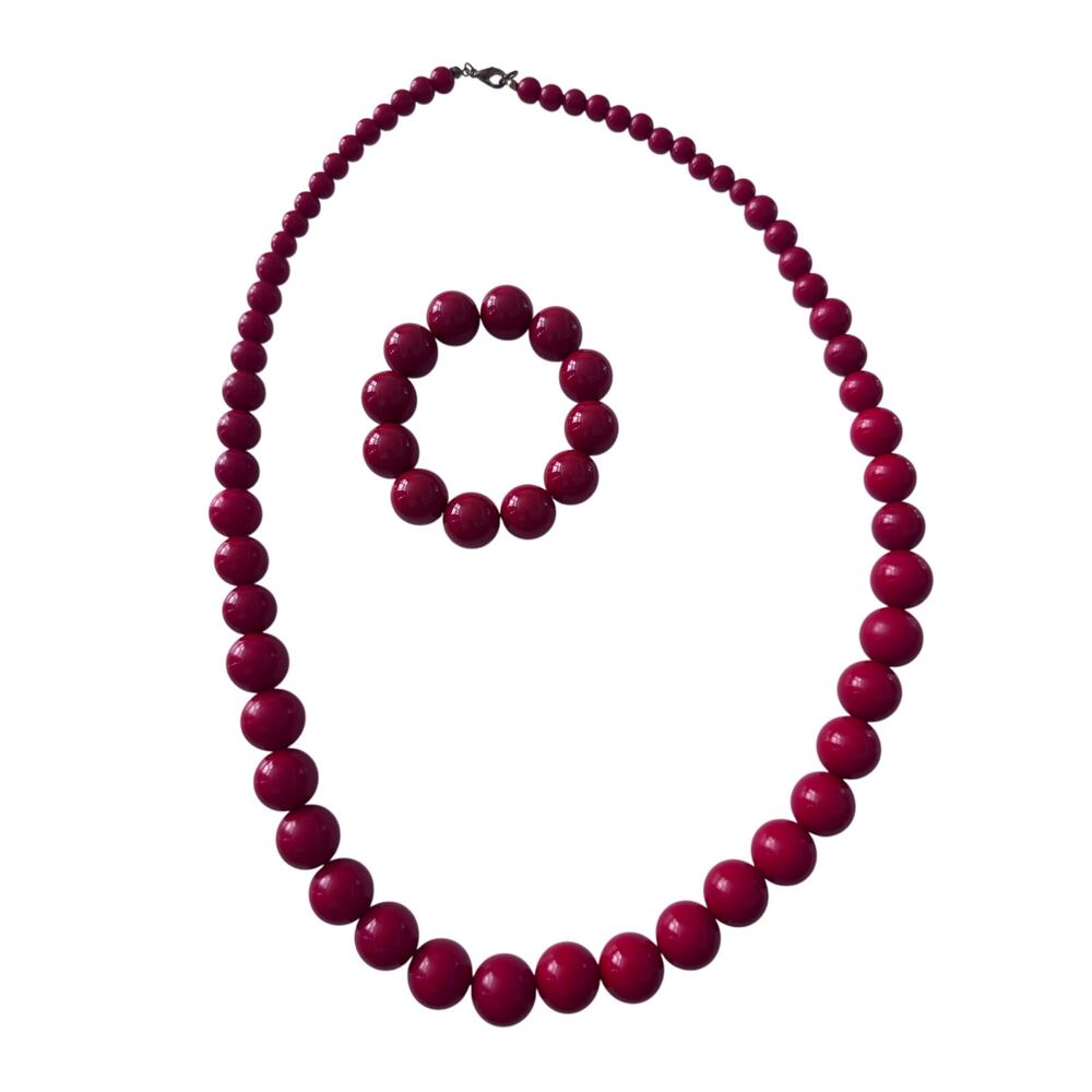 Festive Red Christmas Bubble Necklace and Bracelet Set